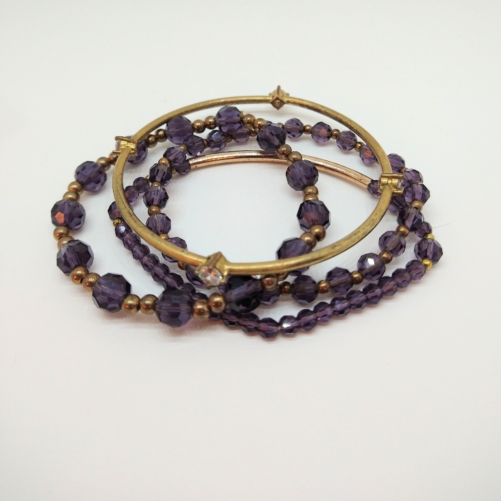 Layered Dark  Purple Bead Bracelets
